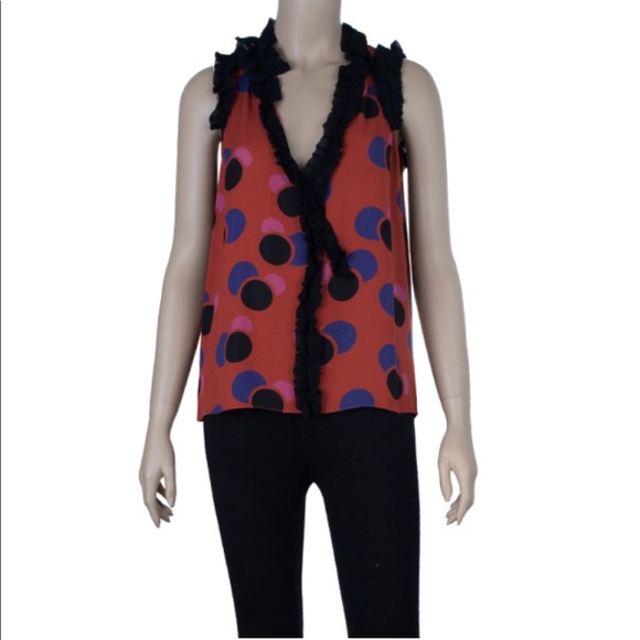 Marc By Marc Jacobs Silk Ruffled Sleeveless Blouse - Picture 5 of 5